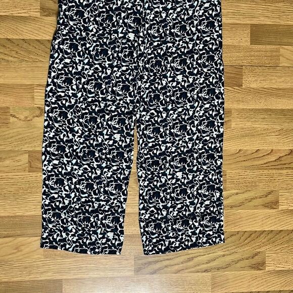 Club Monaco Womens Wide Legged long Pants Black Mix Noir Abstract Pattern Size 0 - Picture 12 of 13